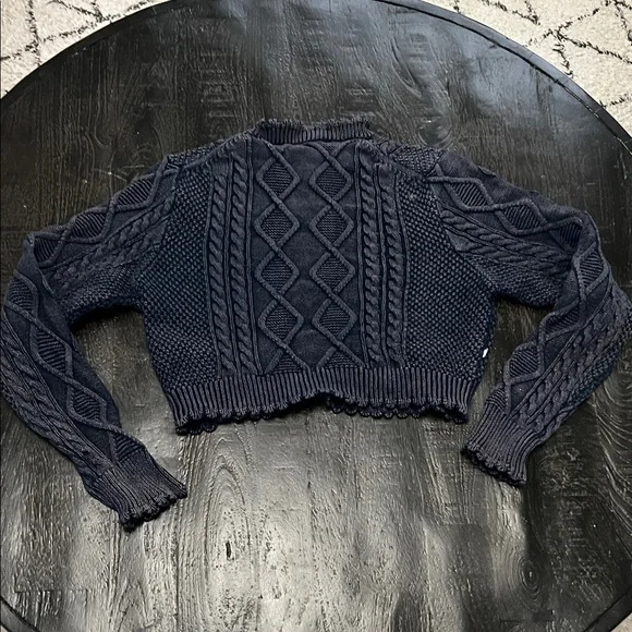 Zara Dark Blue Cable Knit Sweater - Picture 4 of 4